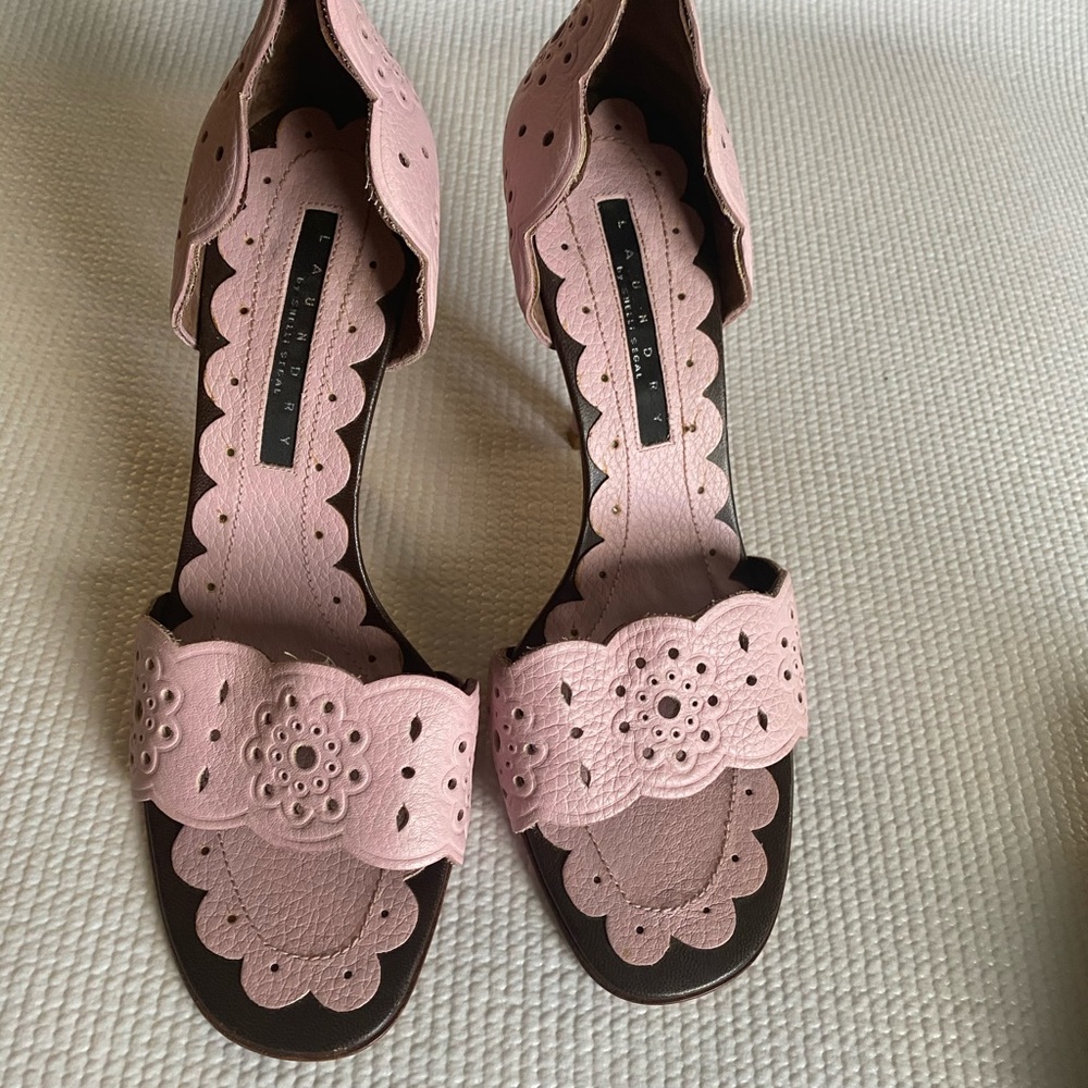 Chinese laundry pink open toe 4in Heels bwn trim